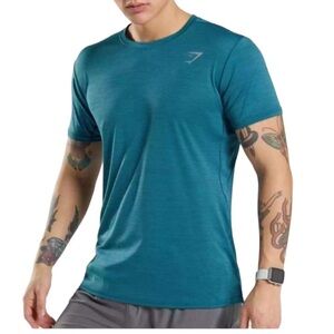 Gymshark Speed Crew T-Shirt Soft Short Sleeve-Blue/Teal Marl Men’s Medium